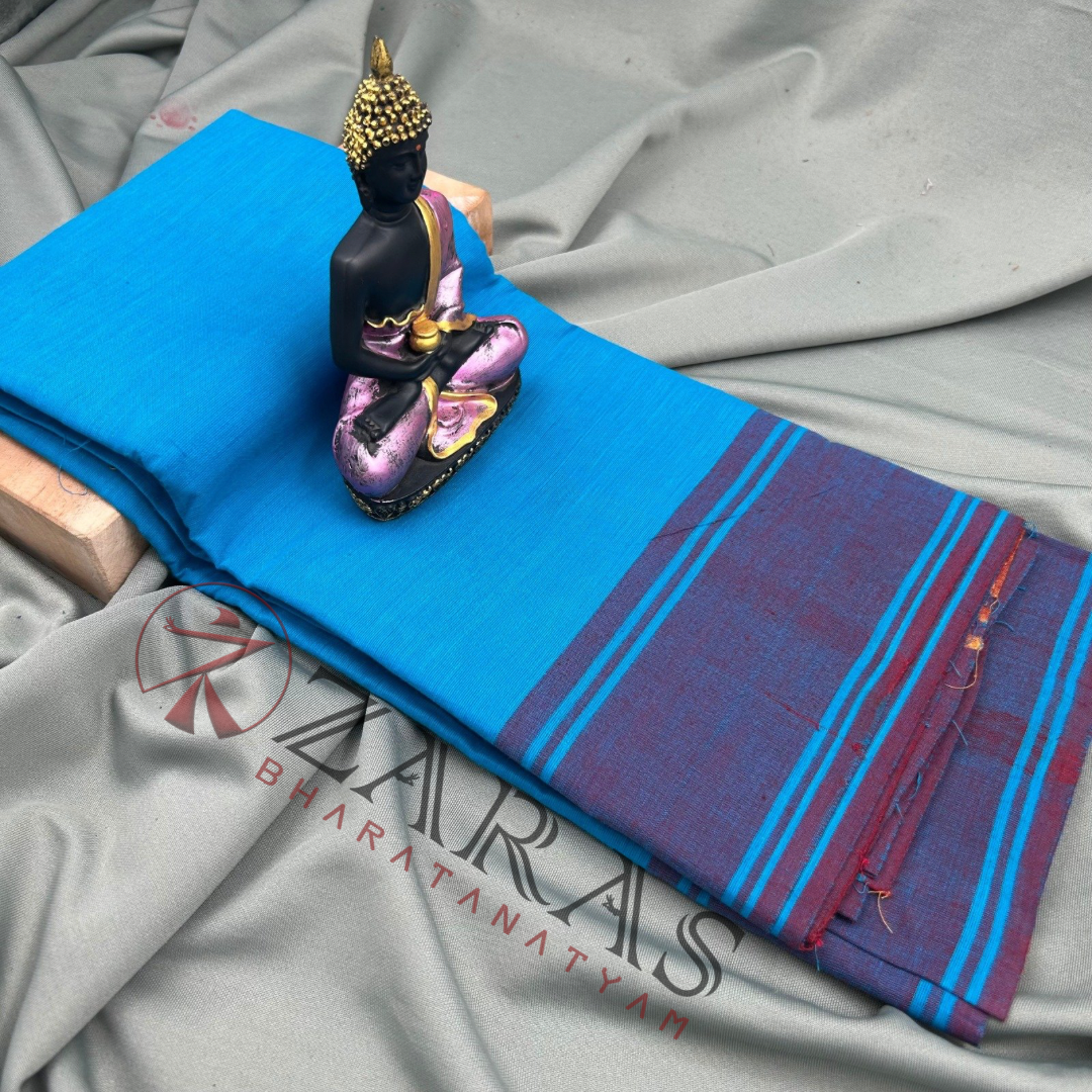 Bharatanatyam Dance Practice Saree - Light Blue Plain Border image 0