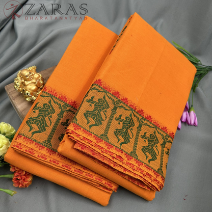 Bharatanatyam Dance Practice Saree - M Yellow with Green Doll Border image 1