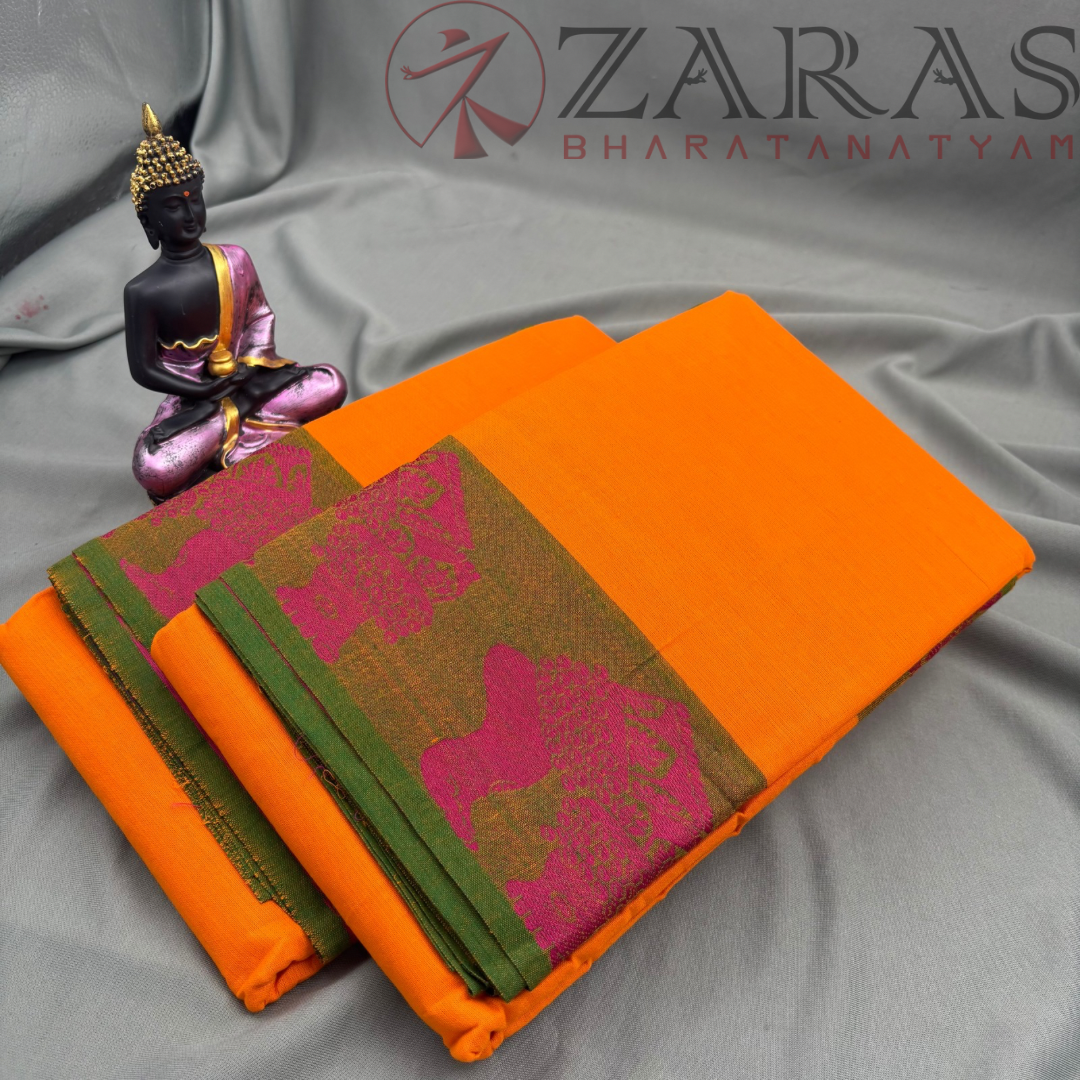Bharatanatyam Dance Practice Saree - M Yellow Gr Salangai Border image 2