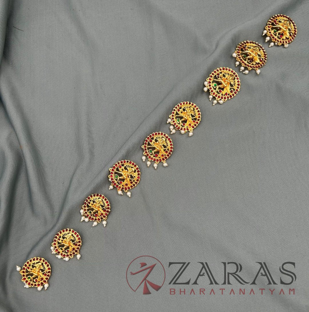 Bharatanatyam Dance Jewellery - RG Kemp Jada Billa Nadaraj Design BE (Set of 9 Pcs) image 0