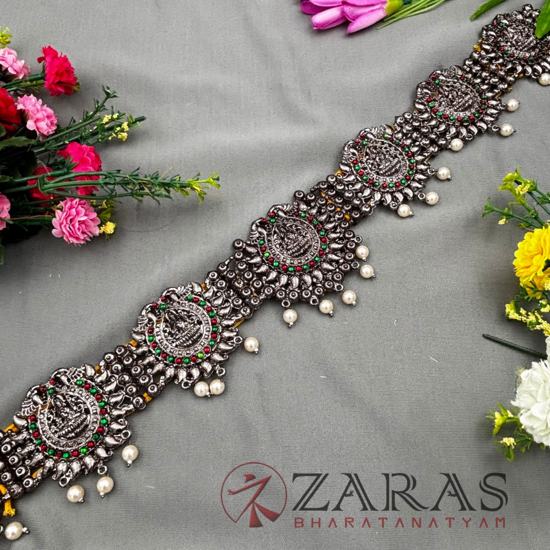 Bharatanatyam Dance Jewellery Black - Lakshmi Beads RG Kemp CS Hip Belt (Ottiyanam) image 1