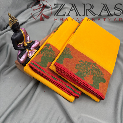 Bharatanatyam Dance Practice Saree - L Yellow Green Salangai Border image 2