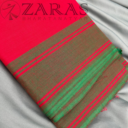 Bharatanatyam Dance Practice Saree - Red Green Plain Border image 1