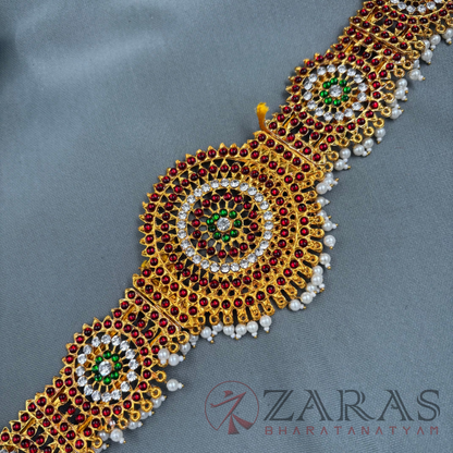 Bharatanatyam Dance Jewellery - Flower RG Kemp CS Hip Belt (Ottiyanam) image 1
