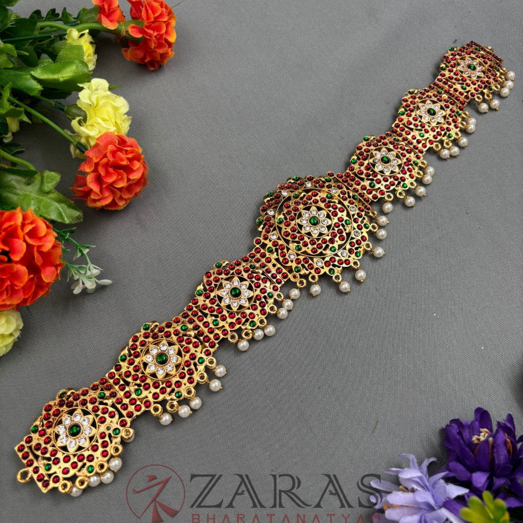 Bharatanatyam Dance Jewellery - Flower RG Kemp CS Hip Belt (Ottiyanam) image 2