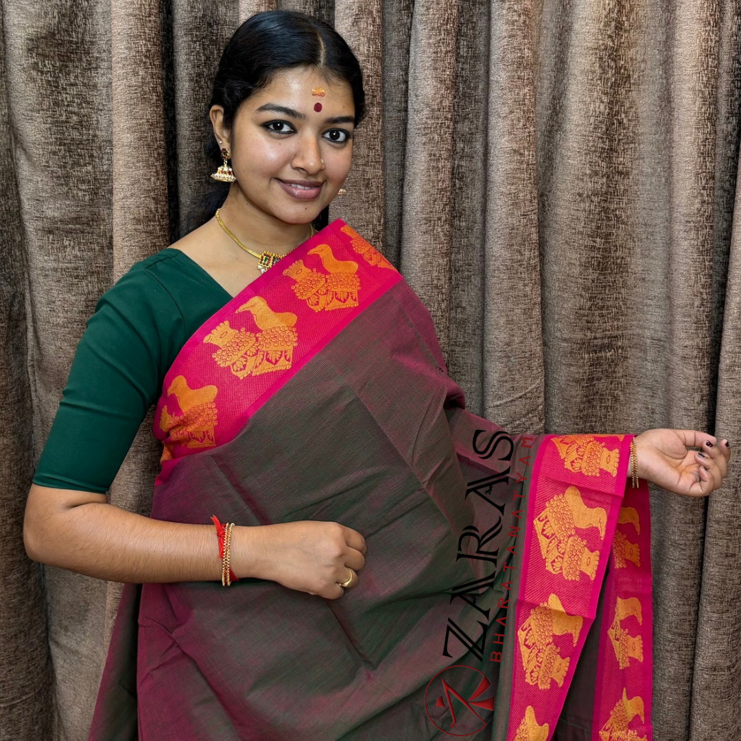 Bharatanatyam Dance Practice Saree - D Shade Pink Salangai Border image 0