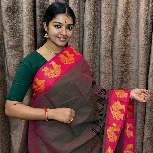 Bharatanatyam Dance Practice Saree - D Shade Pink Salangai Border image 0