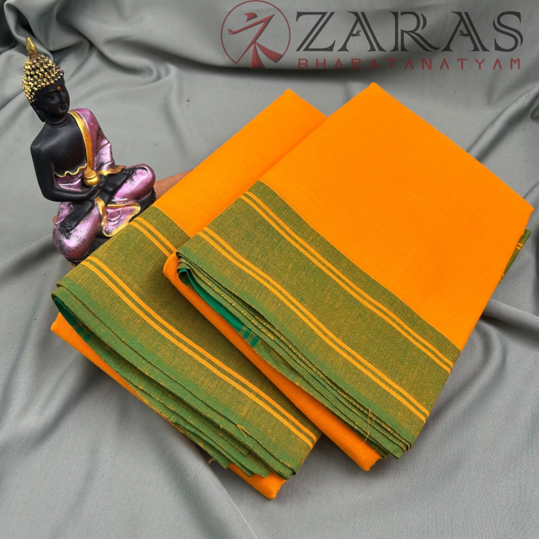 Bharatanatyam Dance Practice Saree - Mango yellow with Green Plain Border image 1
