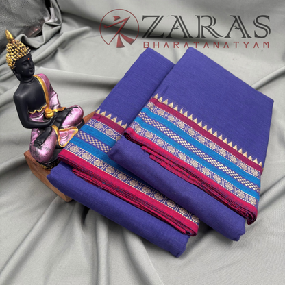 Bharatanatyam Dance Practice Saree - Dark Blue with Red Double Coin Border image 2