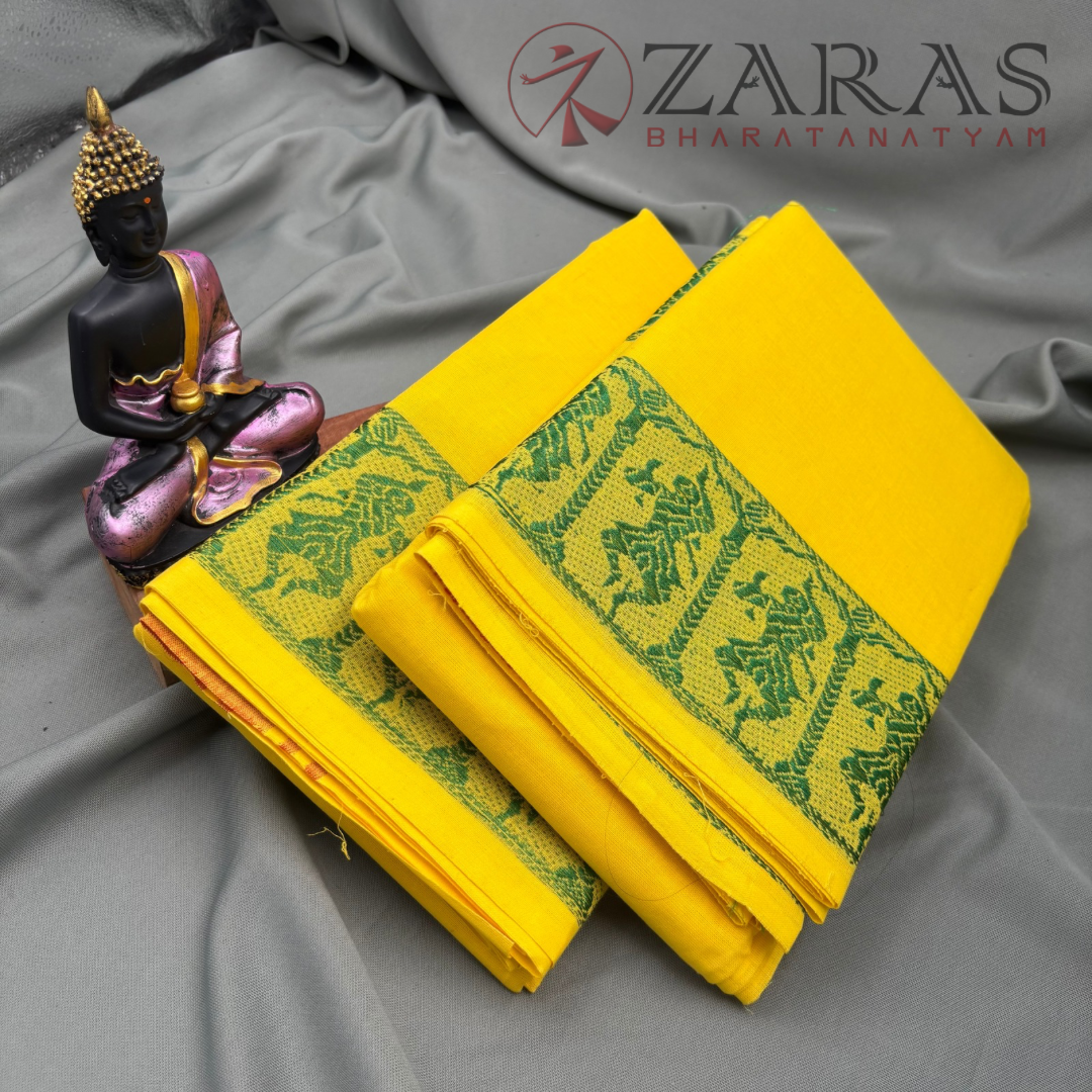 Bharatanatyam Dance Practice Saree - Yellow Green Doll Border image 2