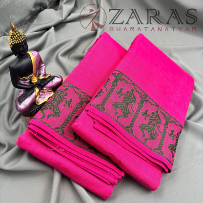 Dance Practice Saree - Pink with Green Doll Border image 1