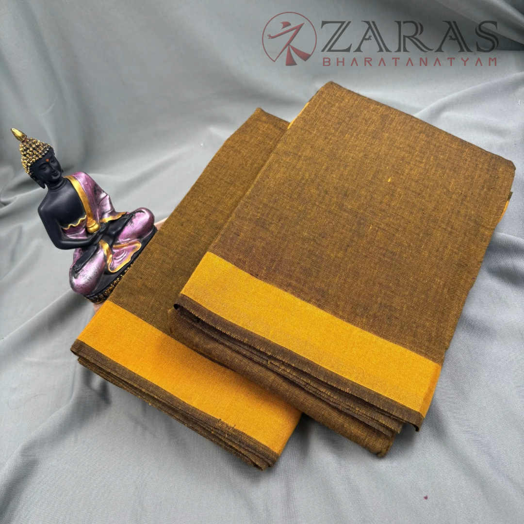 Bharatanatyam Dance Practice Saree - Golden Yellow Mix Gold Plain Border image 1