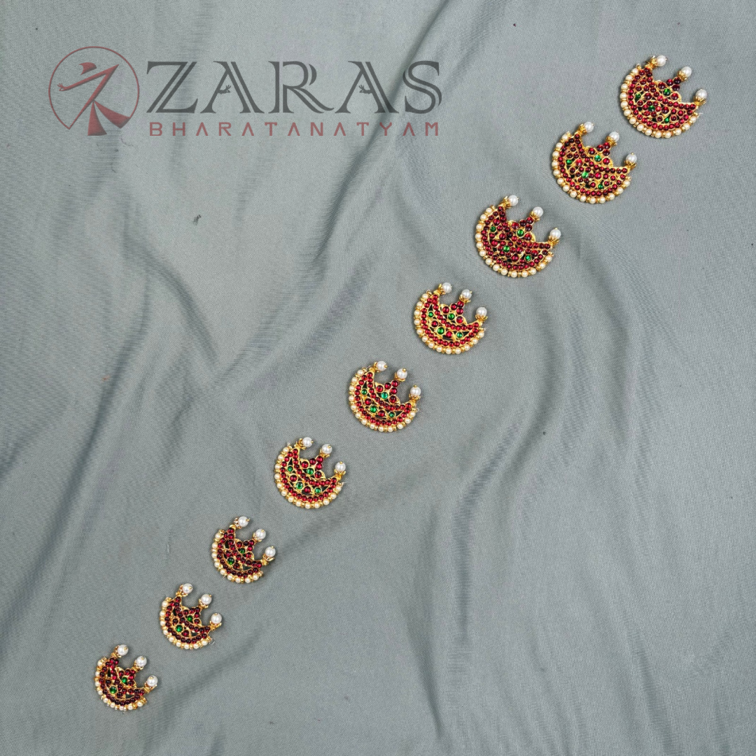 Bharatanatyam Dance Jewellery - Jada Billa Moon Design Kemp (Set of 9 Pcs) image 0