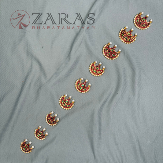 Bharatanatyam Dance Jewellery - Jada Billa Moon Design Kemp (Set of 9 Pcs) image 0