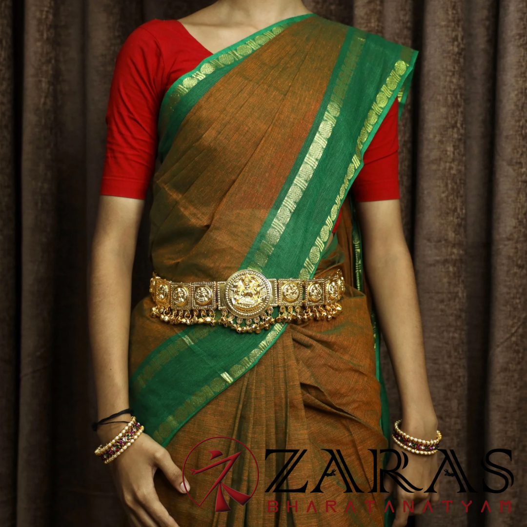 Bharatanatyam Dance Jewellery - Lakshmi Round Gold Hip Belt (Ottiyanam) image 1