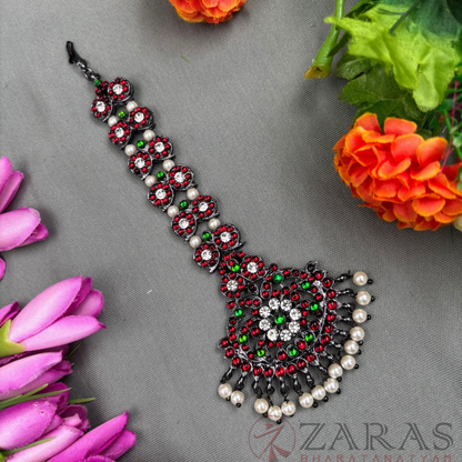 Bharatanatyam Dance Jewellery Black - Flower Manga Netti Chutti RG Kemp CS image 0