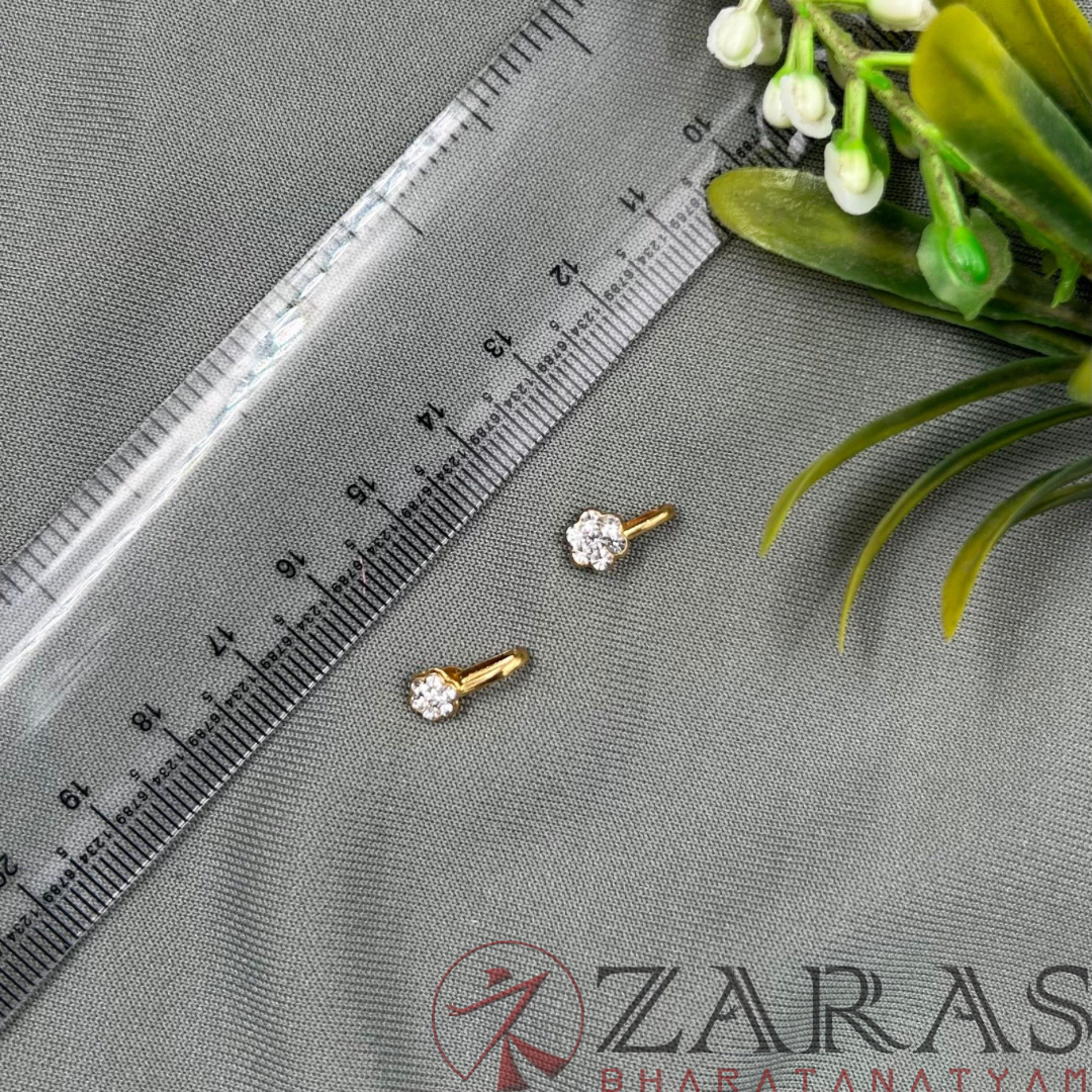 Bharatanatyam Dance Jewellery - 7 Stone Nose Pin White Stone (Set of 2 Size) image 2