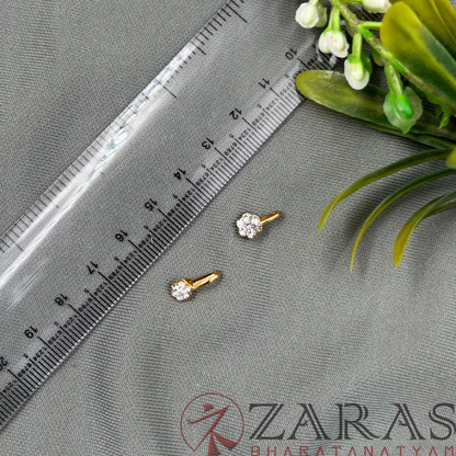 Bharatanatyam Dance Jewellery - 7 Stone Nose Pin White Stone (Set of 2 Size) image 2