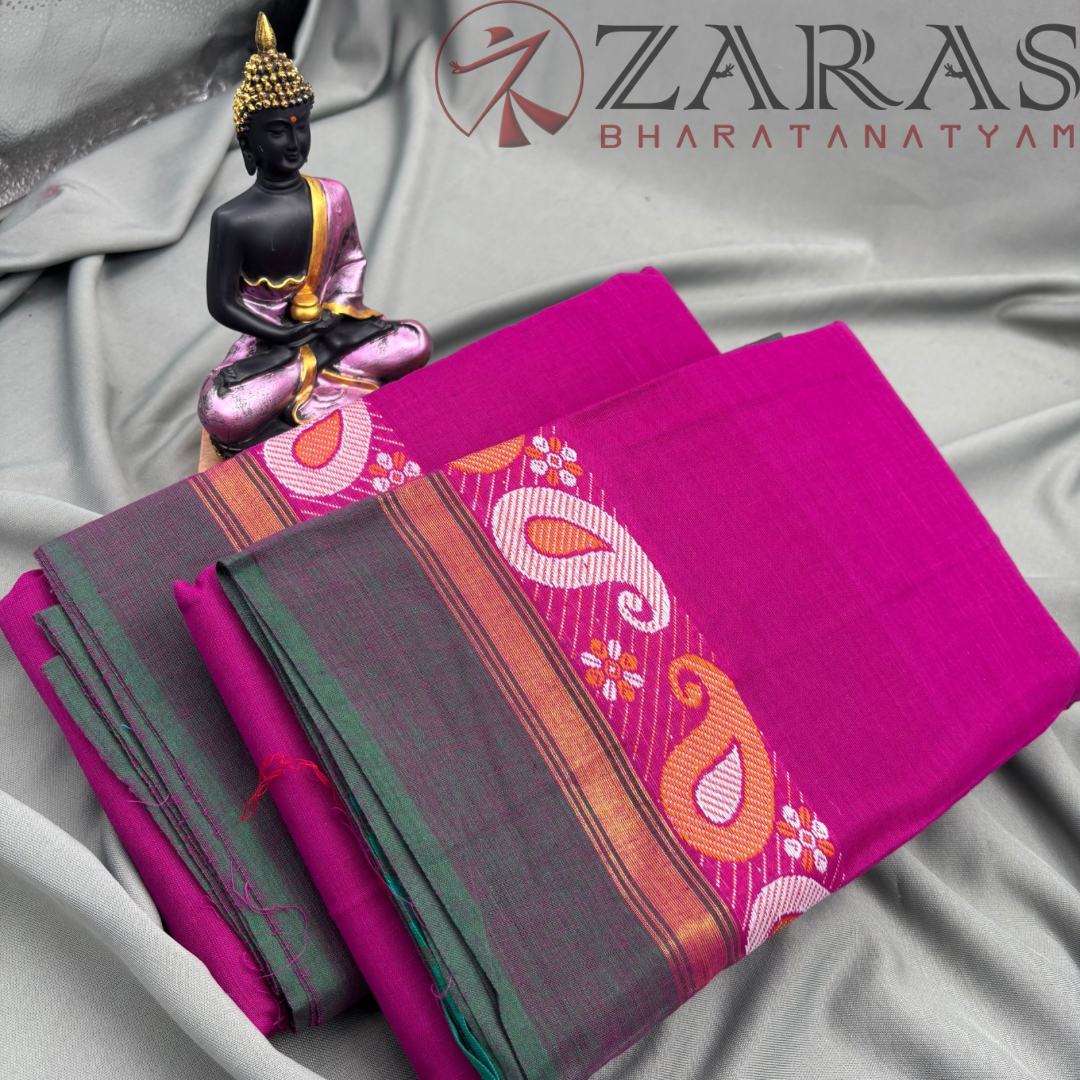 Bharatanatyam Dance Practice Saree - Purple Green Manga Border image 2