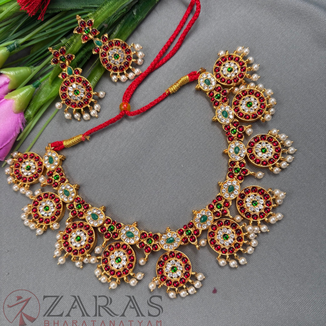 Bharatanatyam Dance Jewellery - Flower Necklace & Kammal RG Kemp image 0