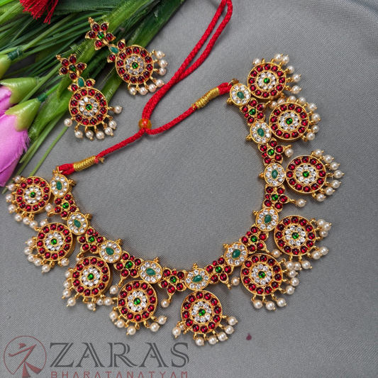 Bharatanatyam Dance Jewellery - Flower Necklace & Kammal RG Kemp image 0