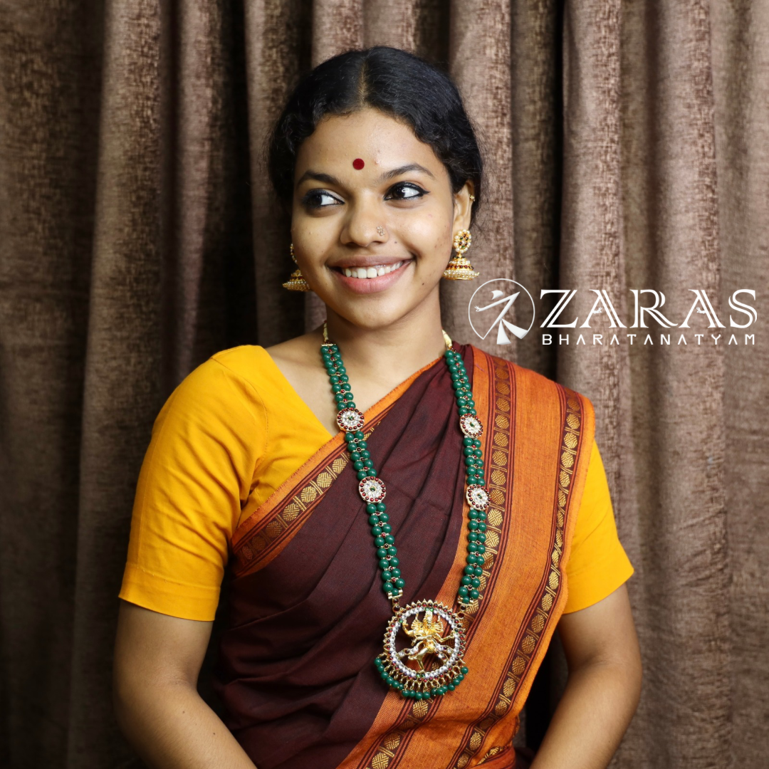Bharatanatyam Dance Jewellery - Nadaraj Green Balls RG Kemp Haaram / Long Chain image 1