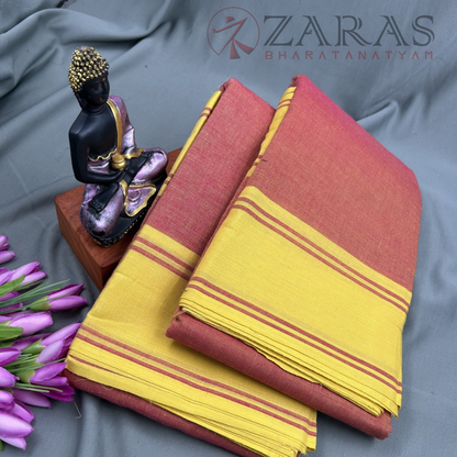 Bharatanatyam Dance Practice Saree - D Shade with Orange Plain Border image 1