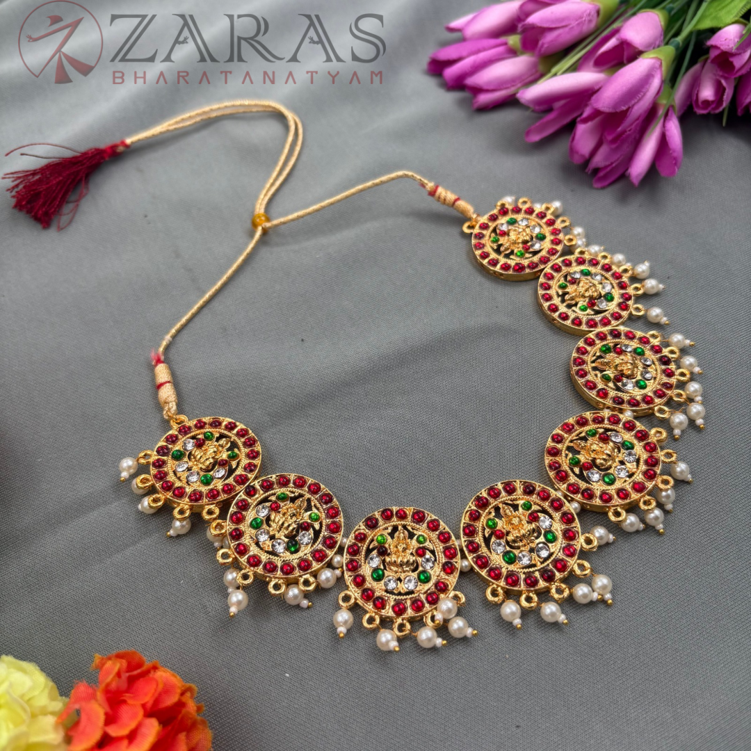 Bharatanatyam Dance Jewellery Necklace - Round Lakshmi CS RG Kemp image 1