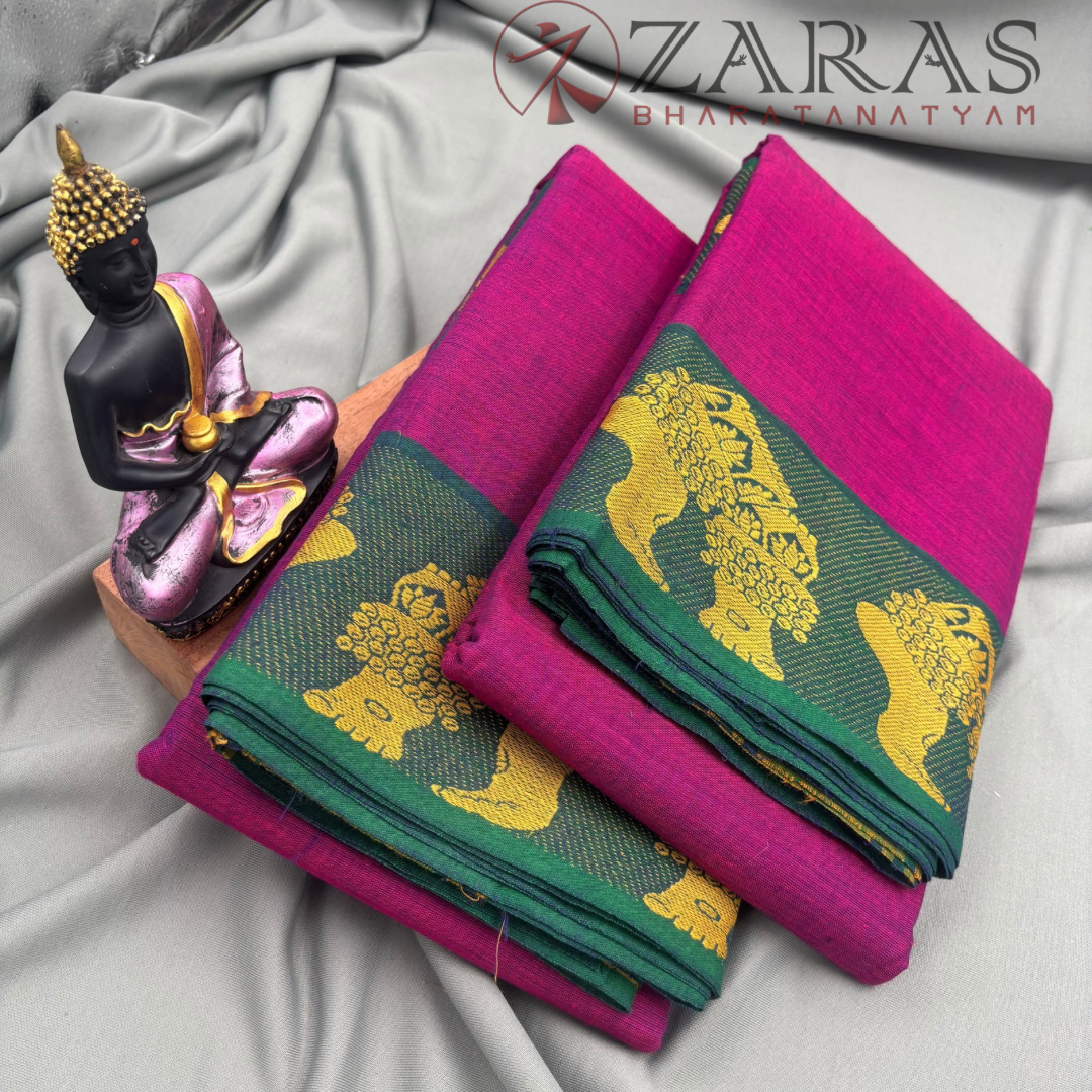 Dance Practice Saree - Purple with Green Salangai Border image 1