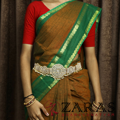 Bharatanatyam Dance Jewellery - Full White Stone Sh Hip Belt (Ottiyanam) image 1