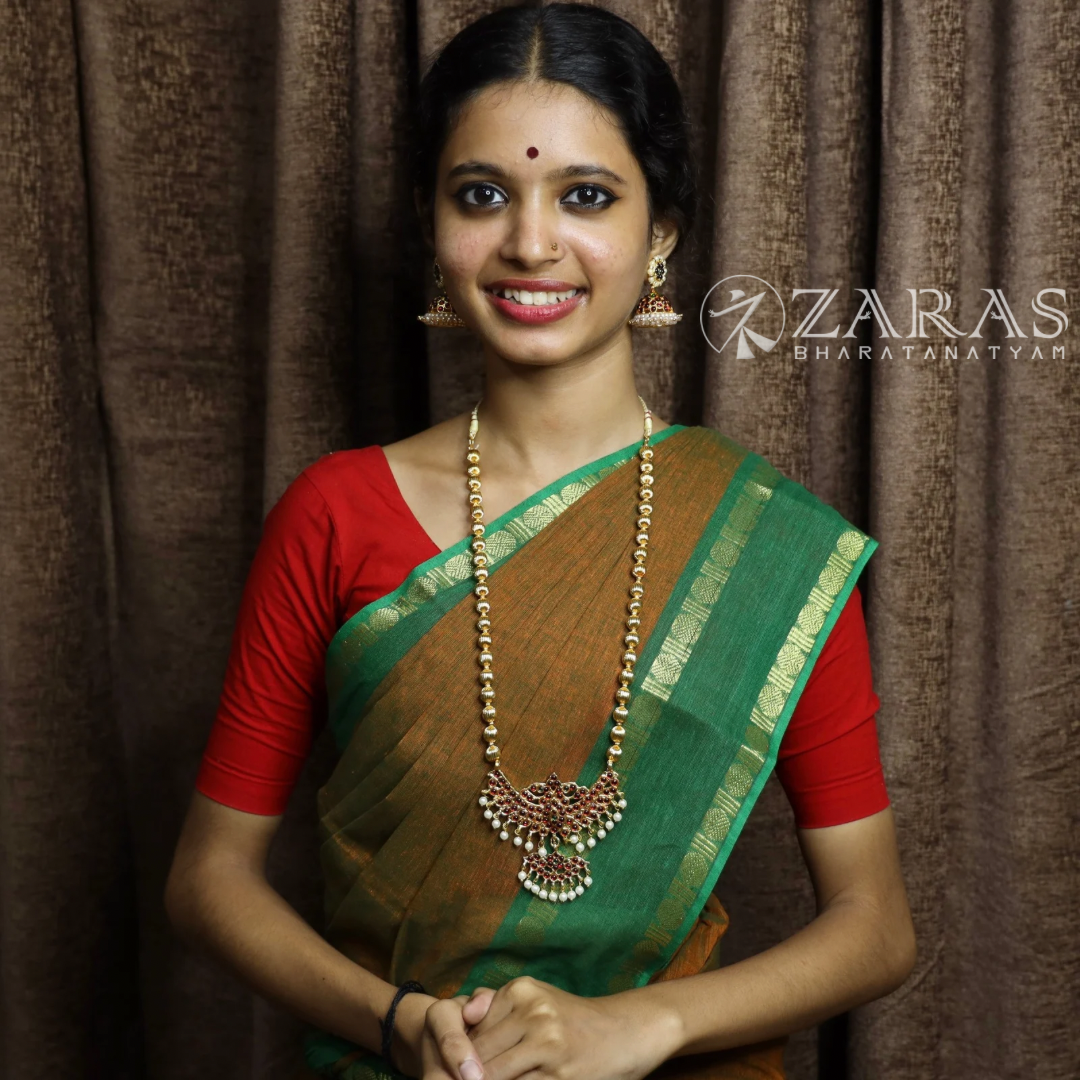 Bharatanatyam Dance Jewellery - Single Line Gold Beads RG Kemp Haaram / Long Chain image 1
