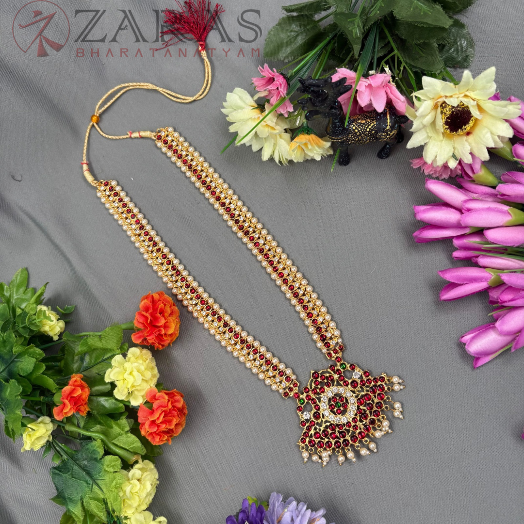 Bharatanatyam Dance Jewellery Haaram - Manga RG Kemp Beads Maalai / Long Haaram image 0