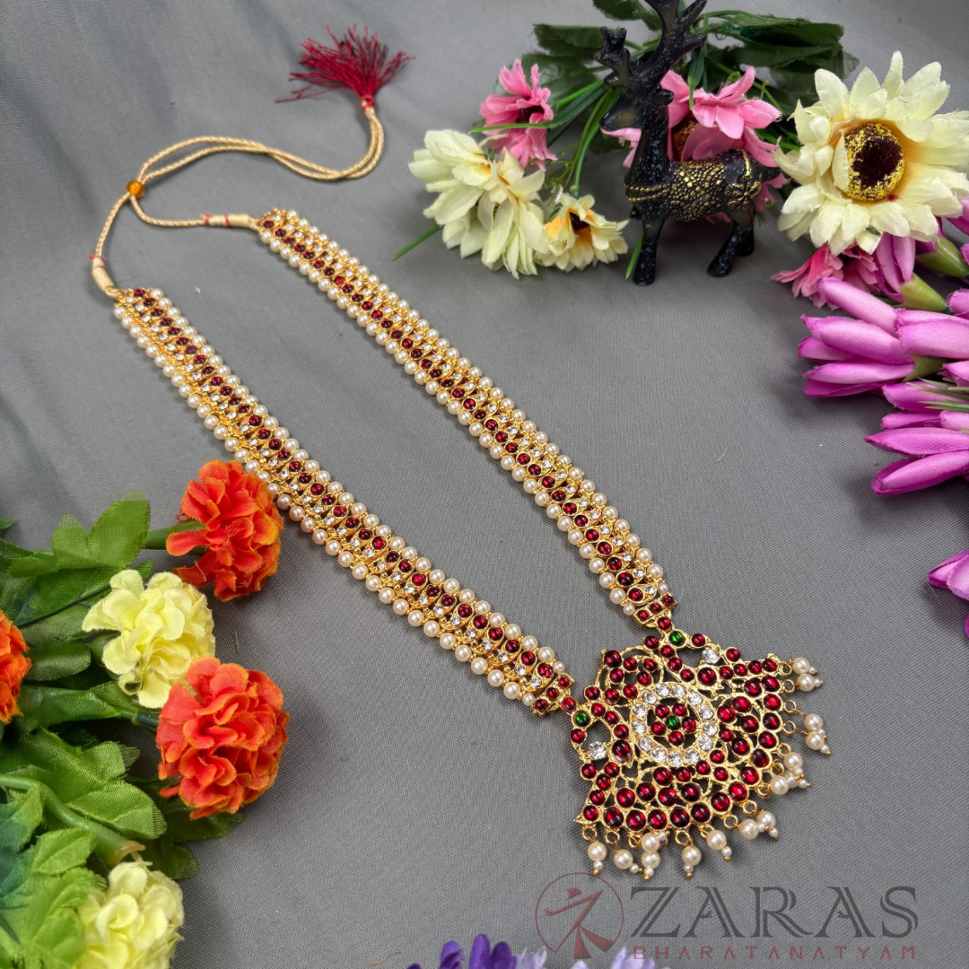 Bharatanatyam Dance Jewellery Haaram - Manga RG Kemp Beads Maalai / Long Haaram image 1