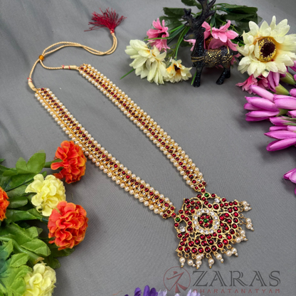 Bharatanatyam Dance Jewellery Haaram - Manga RG Kemp Beads Maalai / Long Haaram image 1