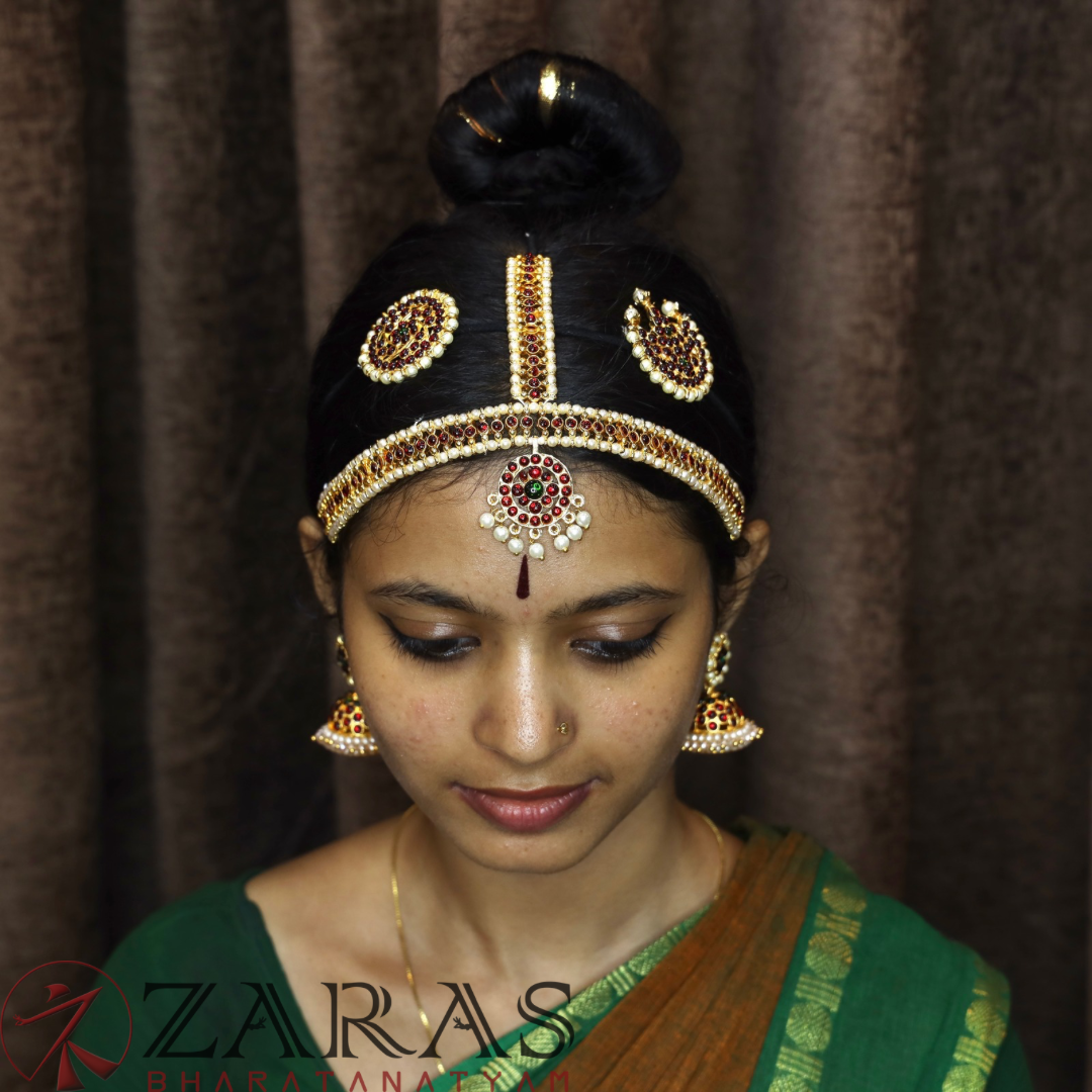 Bharatanatyam Dance Jewellery - Round Ball Red Kemp Pearls image 1