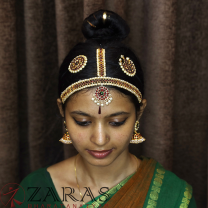 Bharatanatyam Dance Jewellery - Round Ball Red Kemp Pearls image 1