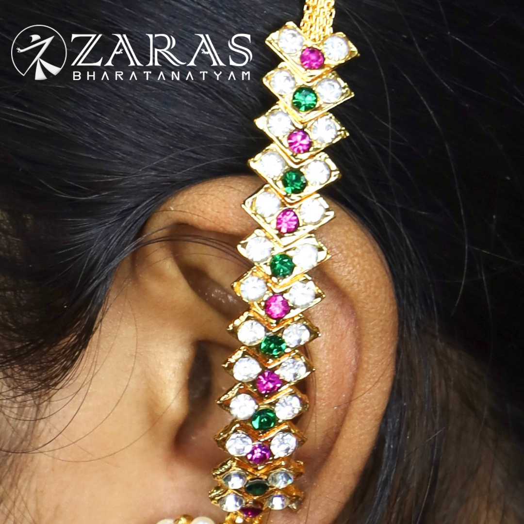 Bharatanatyam Dance Jewellery - Maatal Pink Green White Stone V image 0