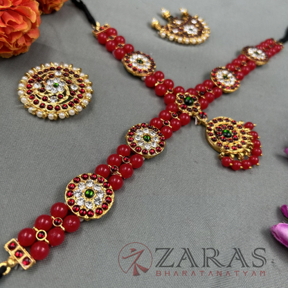 Bharatanatyam Dance Jewellery - Headset Round Red Balls RG Kemp image 1