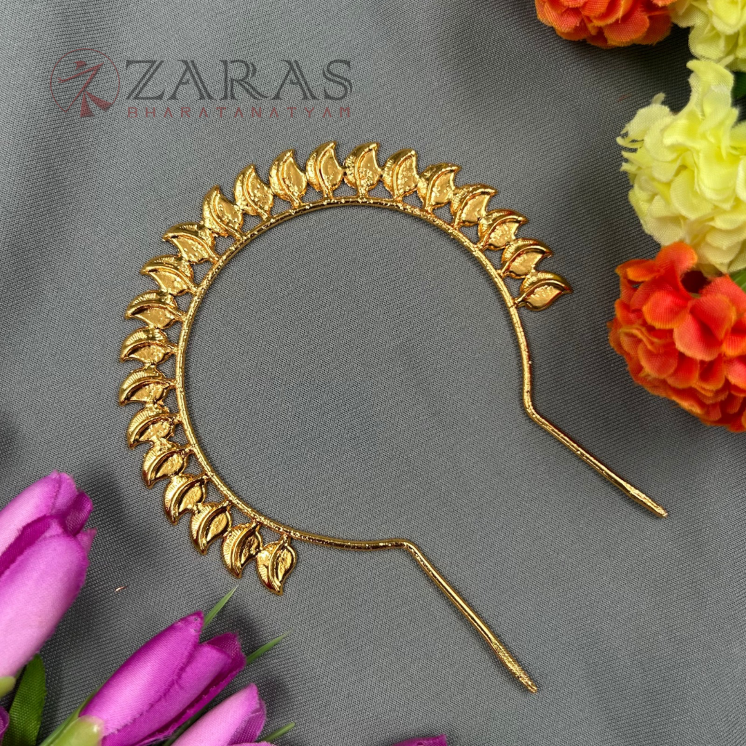 Bharatanatyam Dance Jewellery - S Leaf Gold Head Arch image 1