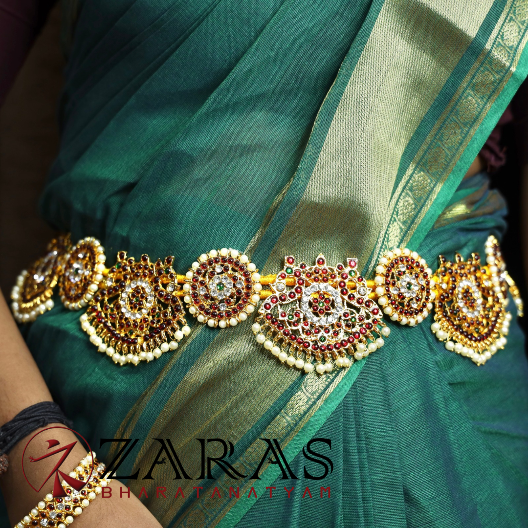 Bharatanatyam Dance Jewellery - Sun & Peacock Hip Belt RG CS Kemp (Ottiyanam) image 0