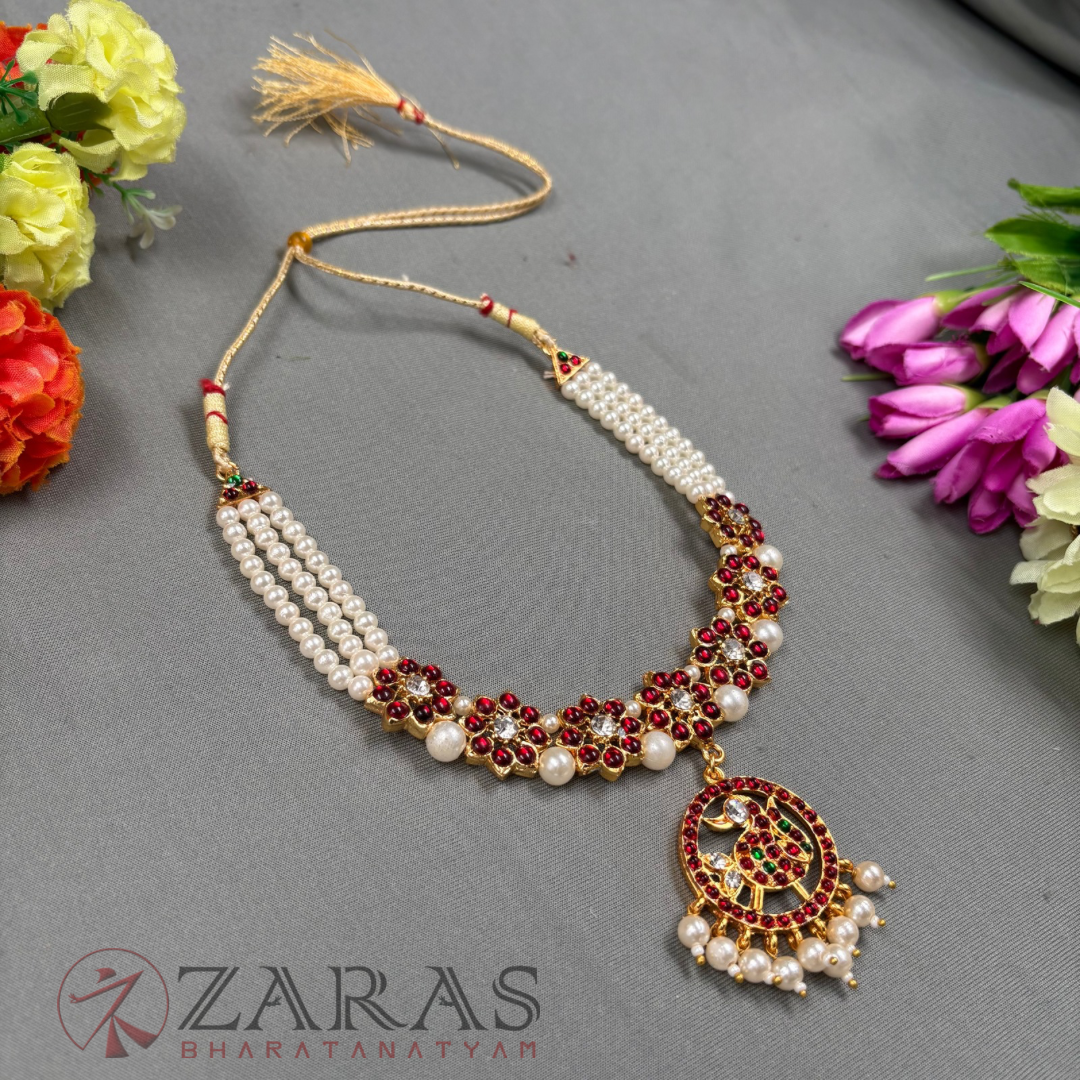 Bharatanatyam Dance Jewellery Necklace - 3L Balls Flower RG Kemp CS Beads image 0