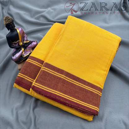 Bharatanatyam Dance Practice Saree - Yellow with Maroon Plain Border image 1