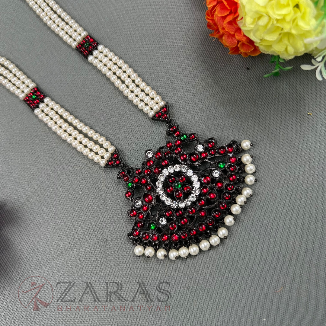 Bharatanatyam Dance Jewellery Black - 3 Line Box Padak RG Kemp CS Beads Haaram image 1