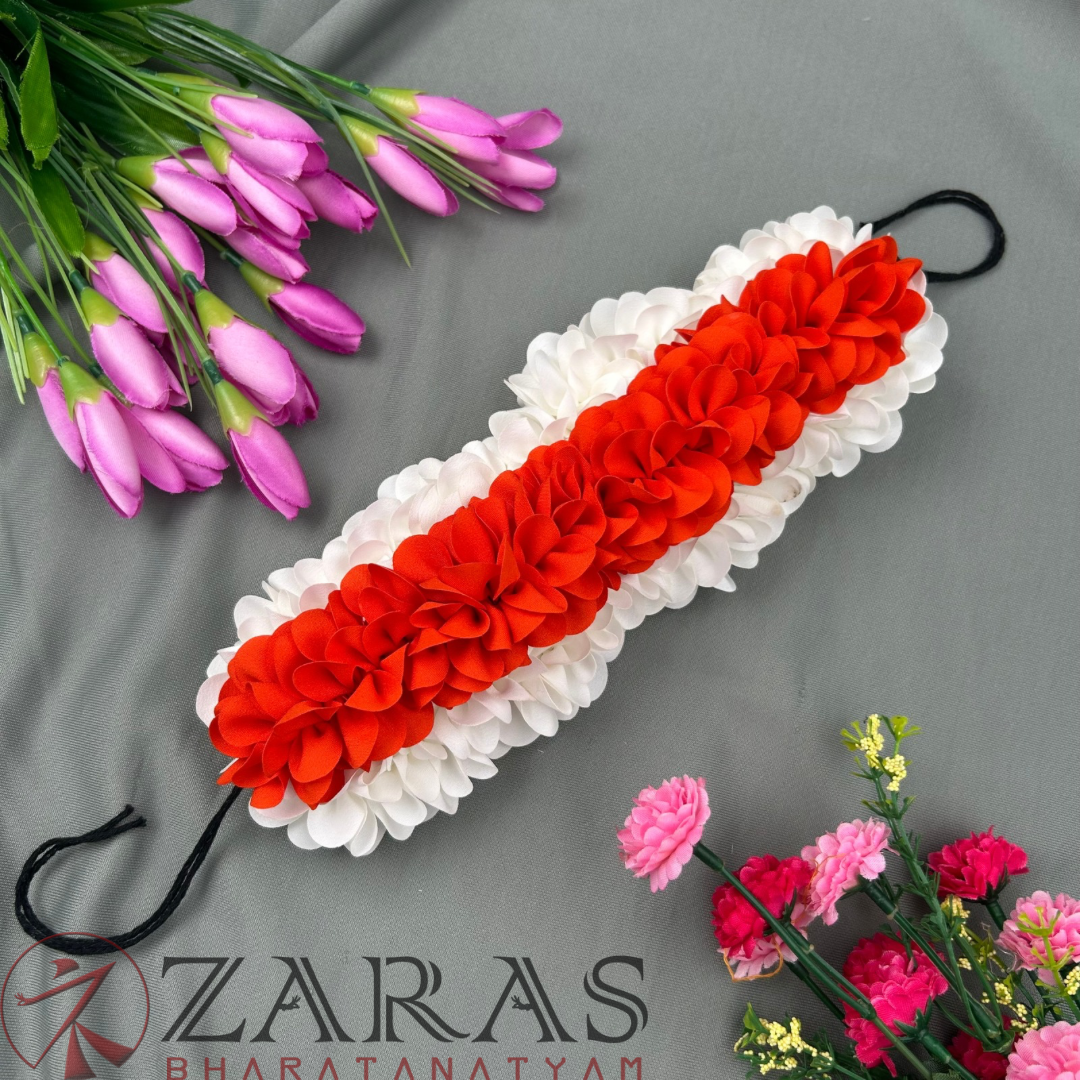 Bharatanatyam Dance Cloth Flower Set (3 in 1) + 1 White + Orange (SS Fold) image 2