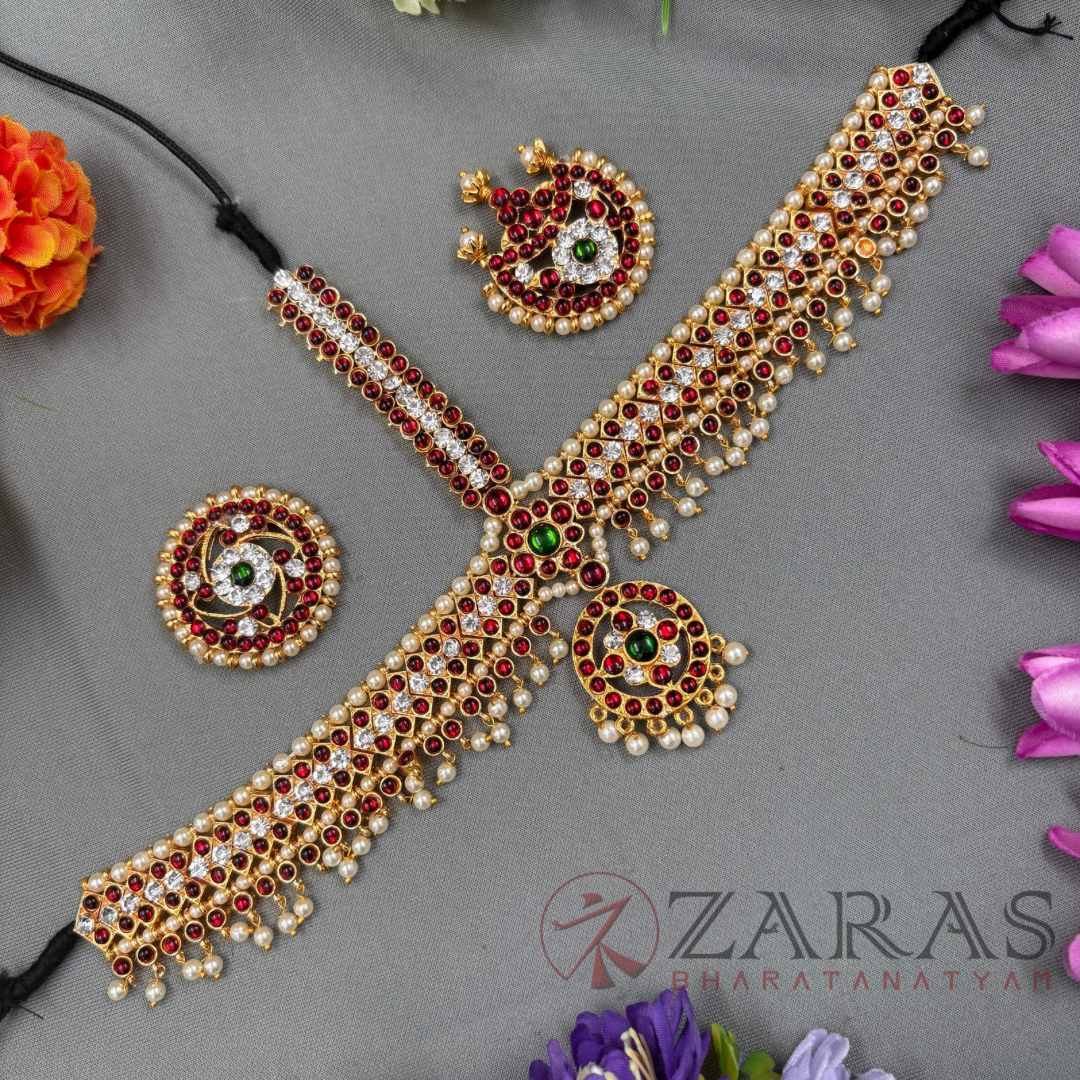 Bharatanatyam Dance Jewellery - Headset Round V RG Kemp Beads image 0