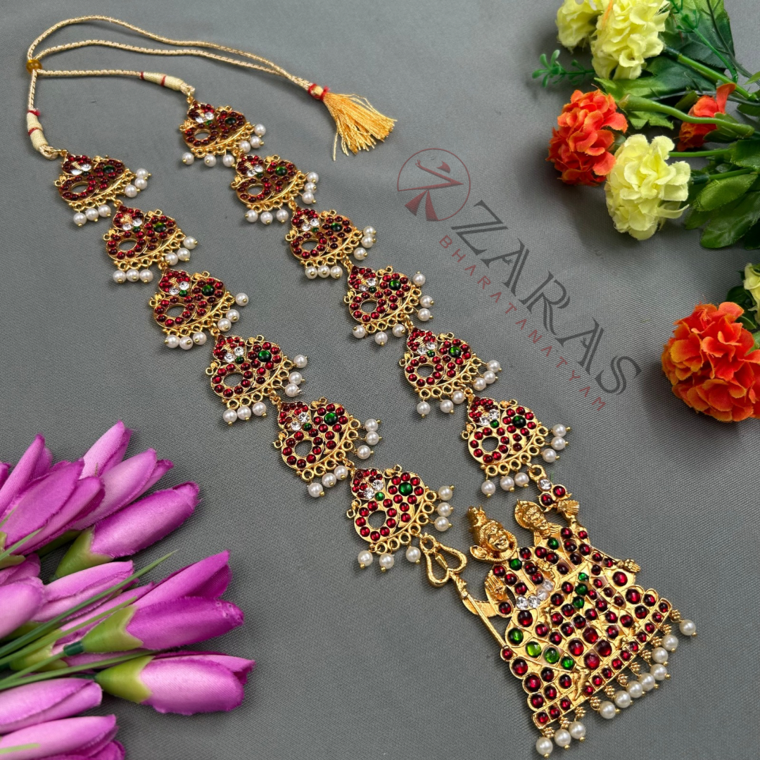 Bharatanatyam Dance Jewellery - Sivan Parvathi & Snake RG Kemp Maalai / Haaram image 1