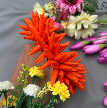 Bharatanatyam Dance Paper Flower - Full Orange Individual Sharp Paper (5 Line) image 1
