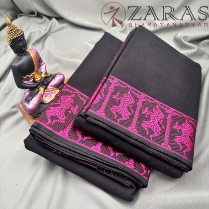 Bharatanatyam Dance Practice Saree - Black With Pink Doll Border image 2