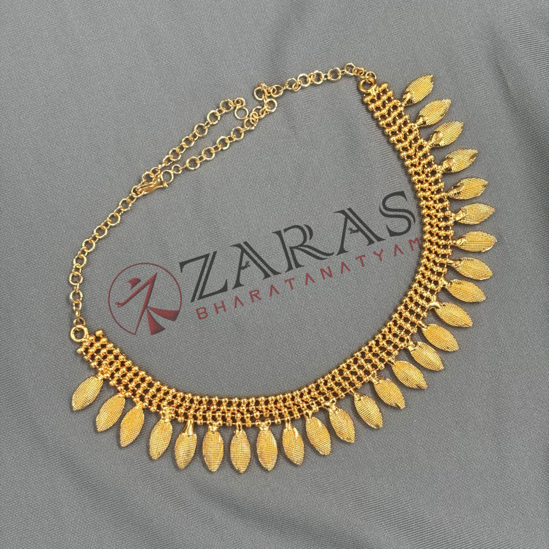 Bharatanatyam Dance Jewellery - Necklace Full Gold Leaf Design image 3