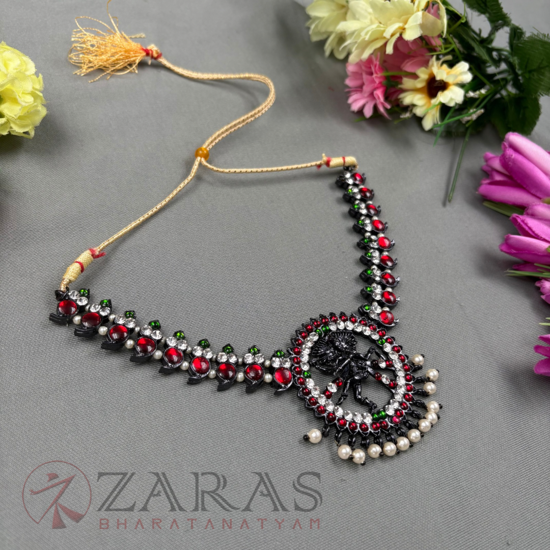 Bharatanatyam Dance Jewellery Black Necklace - Nadaraj Manga RG Kemp Beads image 2